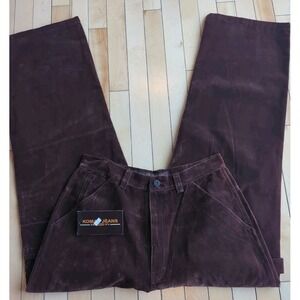 Koman Suede Pants Men Sz 32 Wide Leg Brown Baggy Y2K Brand New